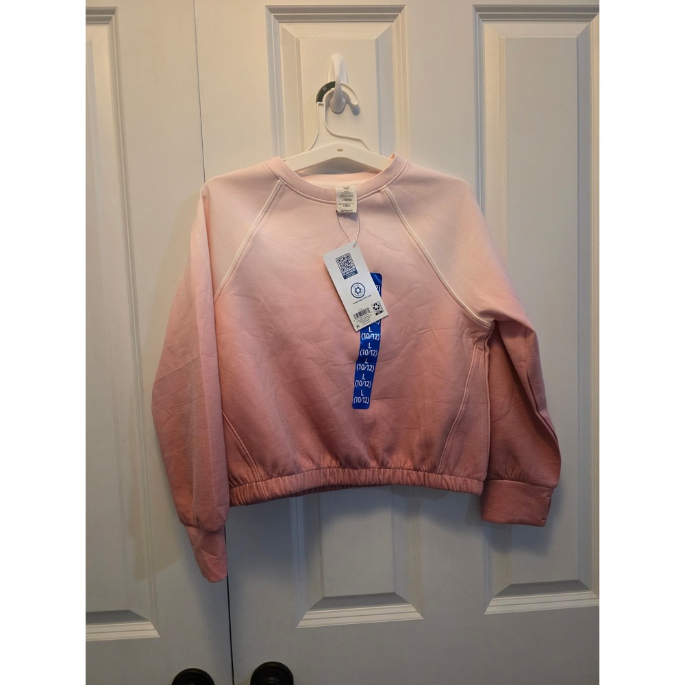 Member's Mark Girls Pink Ombre Sandwash Pullover Sweatshirt Size L 10/12 NWT
